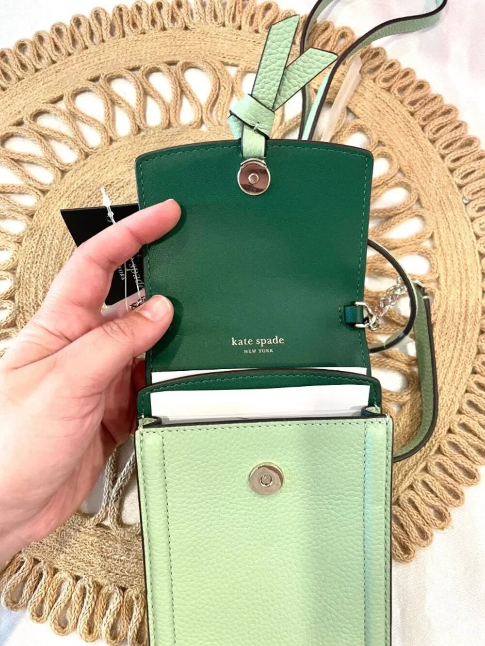 NWT Kate Spade New York Knott North South Photo Crossbody K6376 BeachGlass Green